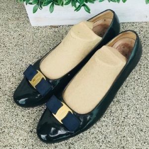 Salvatore Ferragamo Black Bow Shoes Size 8.5C